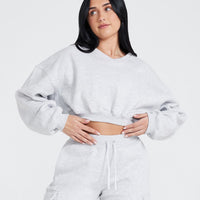 All Day Oversized V Neck Sweatshirt | Light Grey Marl