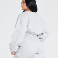 All Day Oversized V Neck Sweatshirt | Light Grey Marl