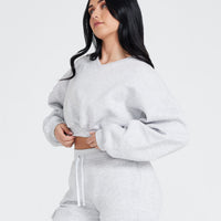 All Day Oversized V Neck Sweatshirt | Light Grey Marl