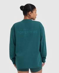 Classic Lifters Graphic Oversized Lightweight Long Sleeve Top | Marine Teal