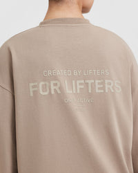 Classic Lifters Graphic Oversized Lightweight Long Sleeve Top | Sandstone
