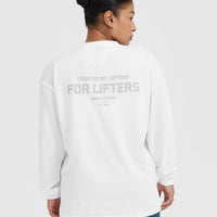 Classic Lifters Graphic Oversized Lightweight Long Sleeve Top | White