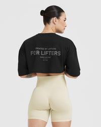 Classic Lifters Graphic Relaxed Crop Lightweight T-Shirt | Black