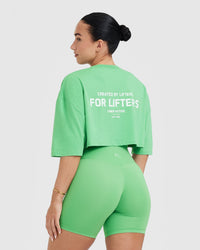 Classic Lifters Graphic Relaxed Crop Lightweight T-Shirt | Jade