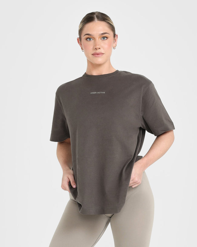 Soft Oversize T-Shirt Women's - Washed Deep Taupe | Oner Active