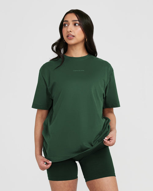 Oner Modal Classic Mirror Graphic Oversized T-Shirt | Washed Evergreen