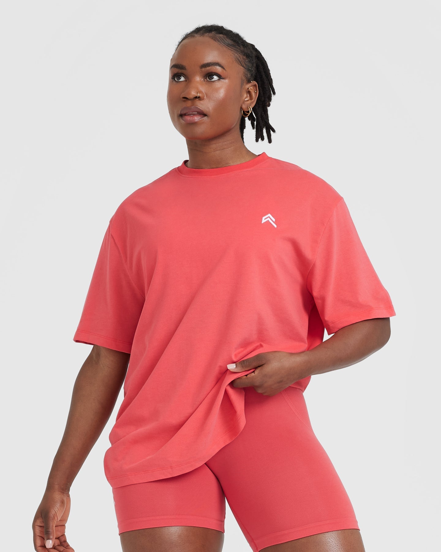 Red Oversized T-Shirt Women's - Washed Sweet Red | Oner Active UK