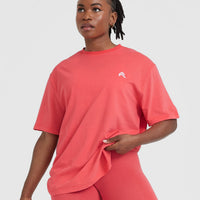 Classic Oversized Lightweight T-Shirt | Washed Sweet Red