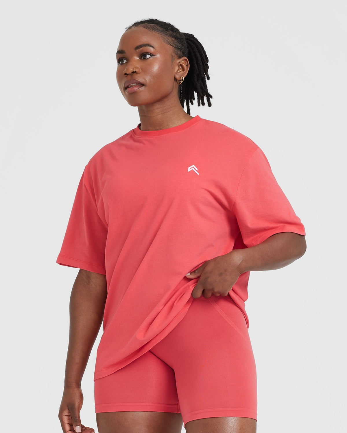 Red Oversized T-Shirt Women's - Washed Sweet Red | Oner Active UK