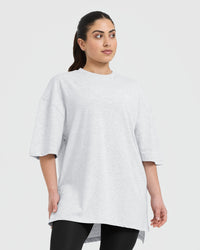 Classic Longline T-Shirt | Light Grey Marl