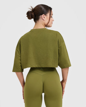 Olive green crop top outlet outfits