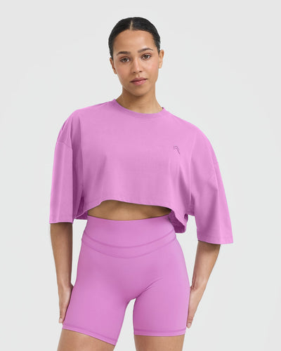 Classic Relaxed Crop Lightweight T-Shirt | Orchid Purple