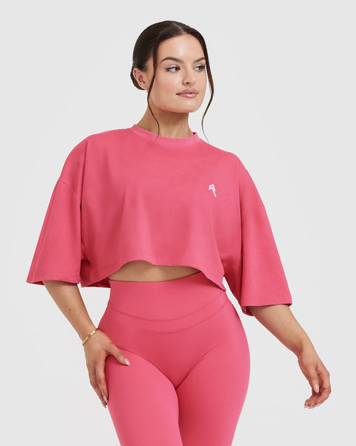 Oner Modal Classic Relaxed Crop Lightweight T-Shirt | Velvet Pink