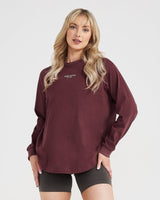 Graphic Oversized Long Sleeve Tee | Washed Rosewood