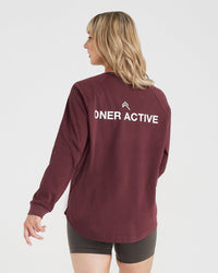 Graphic Oversized Long Sleeve Tee | Washed Rosewood