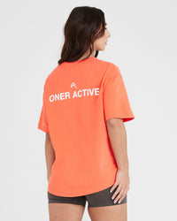 Graphic Oversized Short Sleeve Tee | Washed Peach Blossom