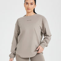 Classic Mirror Graphic Oversized Long Sleeve Top | Washed Minky