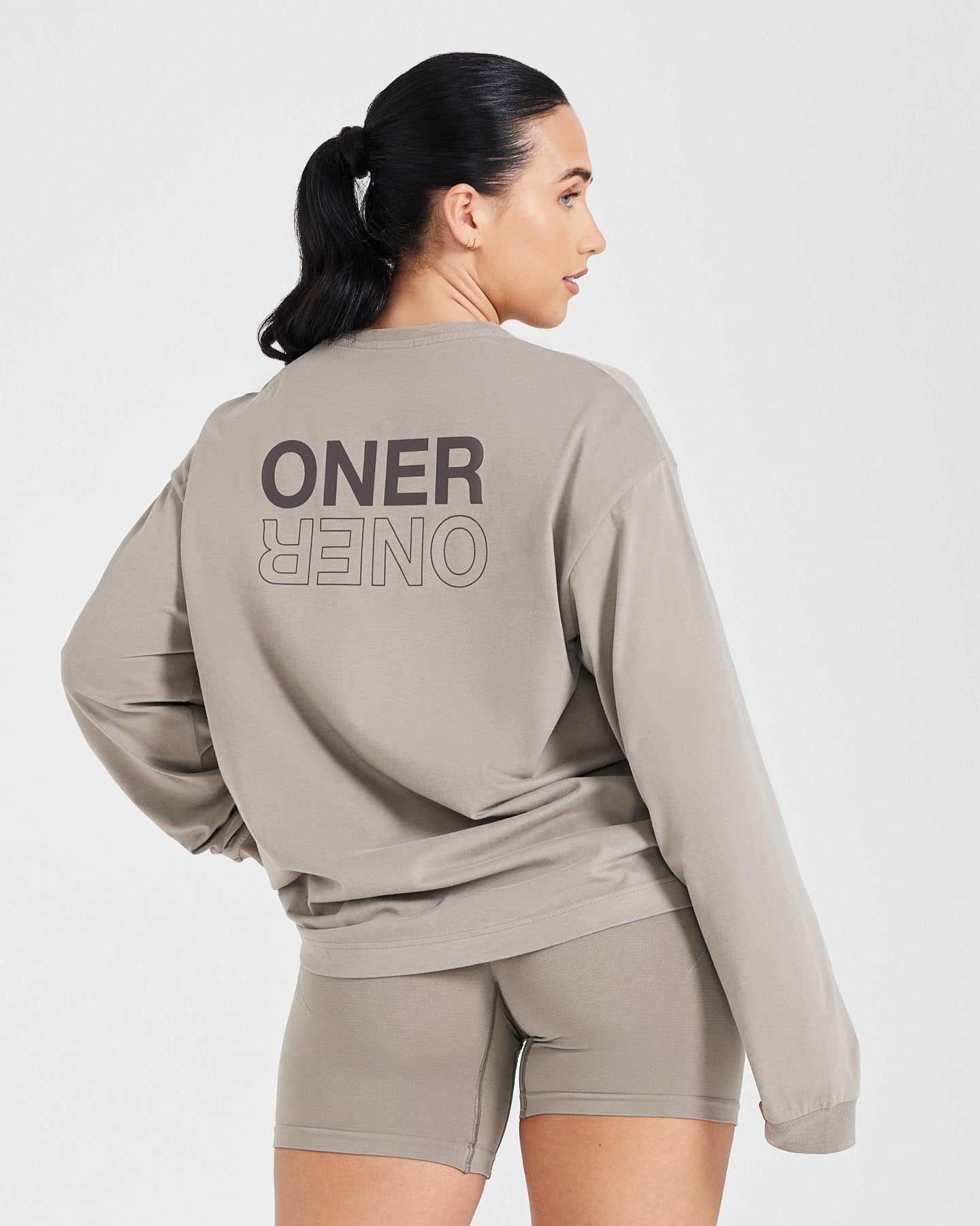 Classic Mirror Graphic Oversized Long Sleeve Top | Washed Minky