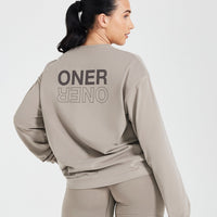 Classic Mirror Graphic Oversized Long Sleeve Top | Washed Minky