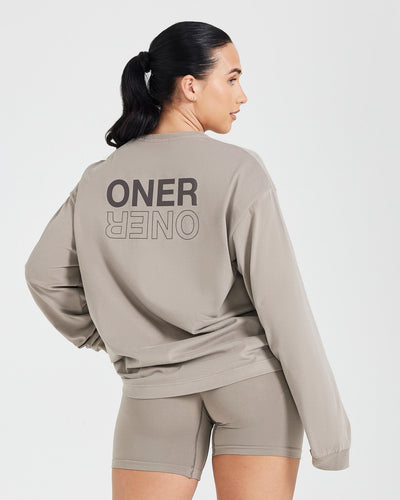 Classic Mirror Graphic Oversized Long Sleeve Top | Washed Minky