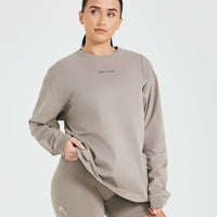 Classic Mirror Graphic Oversized Long Sleeve Top | Washed Minky