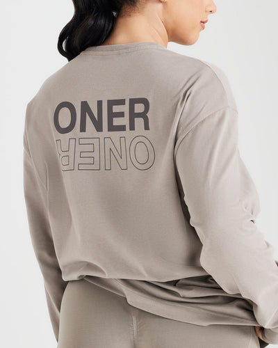 Classic Mirror Graphic Oversized Long Sleeve Top | Washed Minky