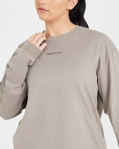 Classic Mirror Graphic Oversized Long Sleeve Top | Washed Minky