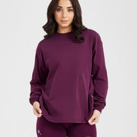 Classic Mirror Graphic Oversized Long Sleeve Top | Washed Ripe Fig