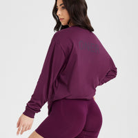 Classic Mirror Graphic Oversized Long Sleeve Top | Washed Ripe Fig