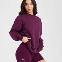 Classic Mirror Graphic Oversized Long Sleeve Top | Washed Ripe Fig