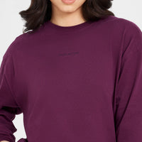 Classic Mirror Graphic Oversized Long Sleeve Top | Washed Ripe Fig