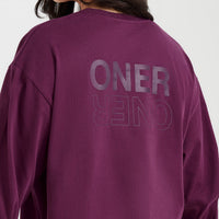 Classic Mirror Graphic Oversized Long Sleeve Top | Washed Ripe Fig