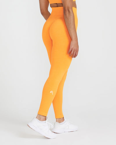 GYMSHARK Ultra Seamless Sports Bra And Leggings In Neon Orange XS
