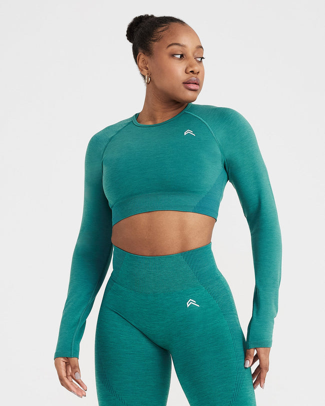 Define Seamless Cropped 1/4 Zip Mineral Green