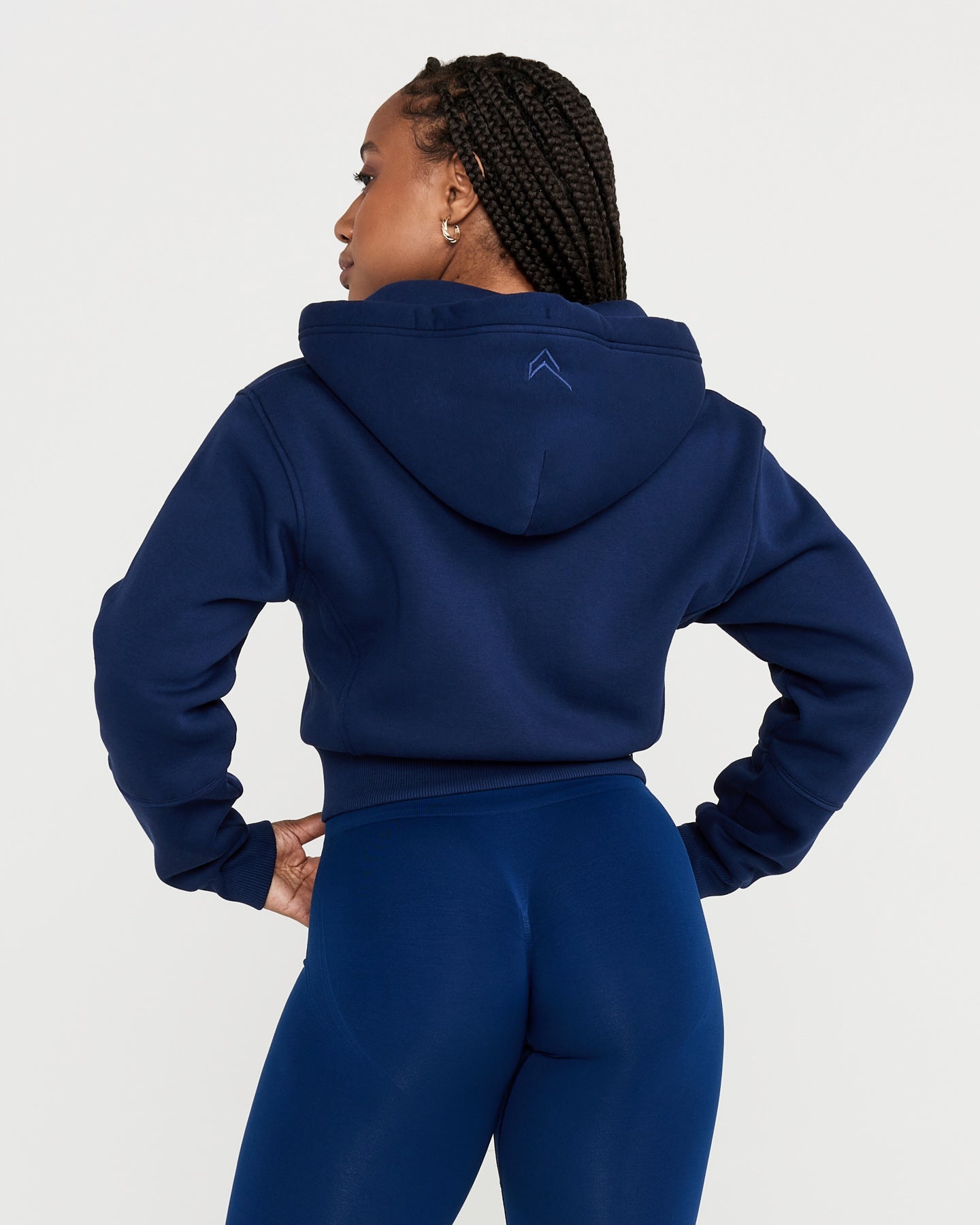 Classic Lounge Cropped Zip Through Hoodie | Midnight