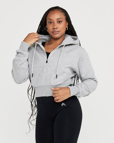 Grey zip up hotsell hoodie womens