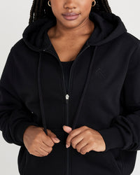 Classic Lounge Oversized Zip Through Hoodie | Black