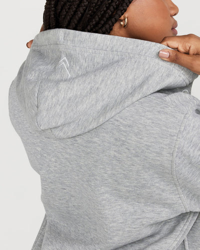 Classic Lounge Oversized Zip Through Hoodie | Silver Grey Marl