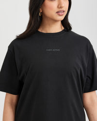 Classic Mirror Graphic Oversized T-Shirt | Washed Black
