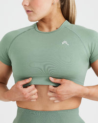 Classic Seamless 2.0 Short Sleeve Crop Top | Sage Marl