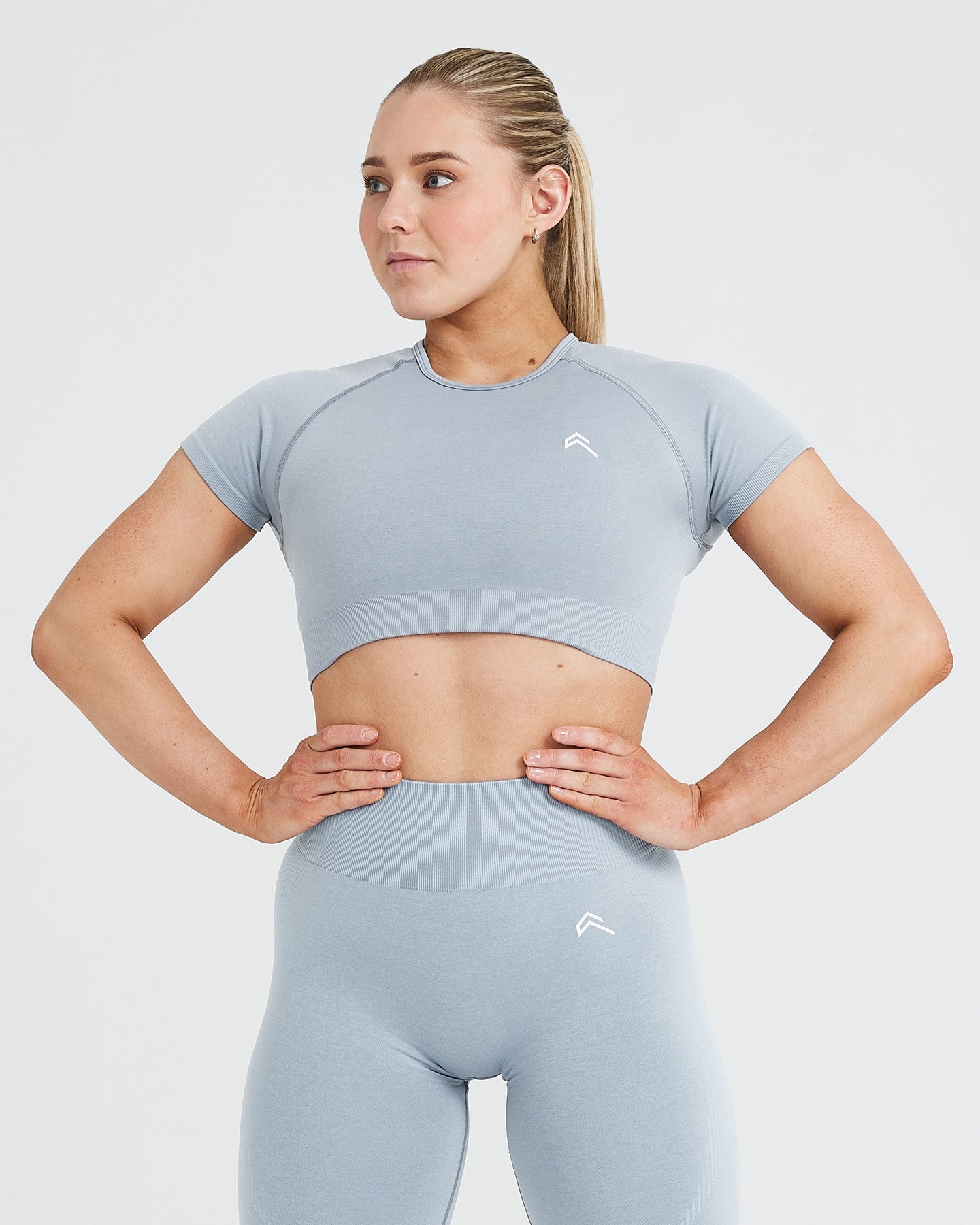 Seamless Short Sleeve Crop Top - Smoke Grey Marl | Oner Active UK