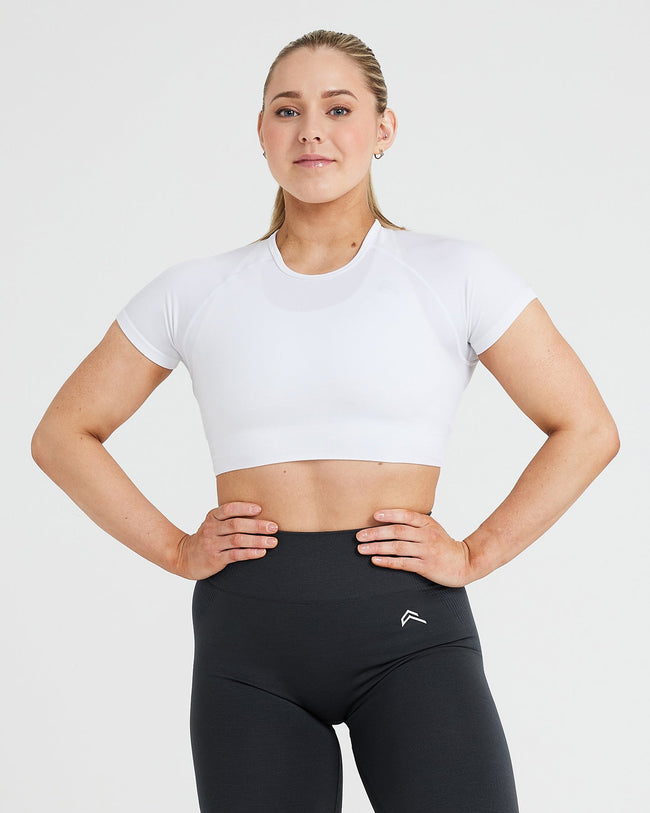 Off white seamless crop top online