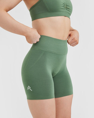 Womens Light Green Performance Seamless High-Rise Shorts