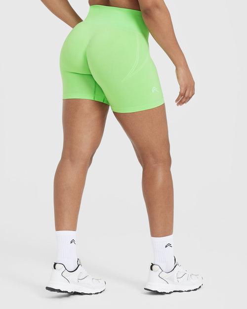 Effortless Seamless Shorts with White Logo | Apple Green