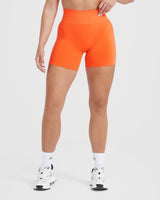 Effortless Seamless Shorts with White Logo | Tangerine Orange