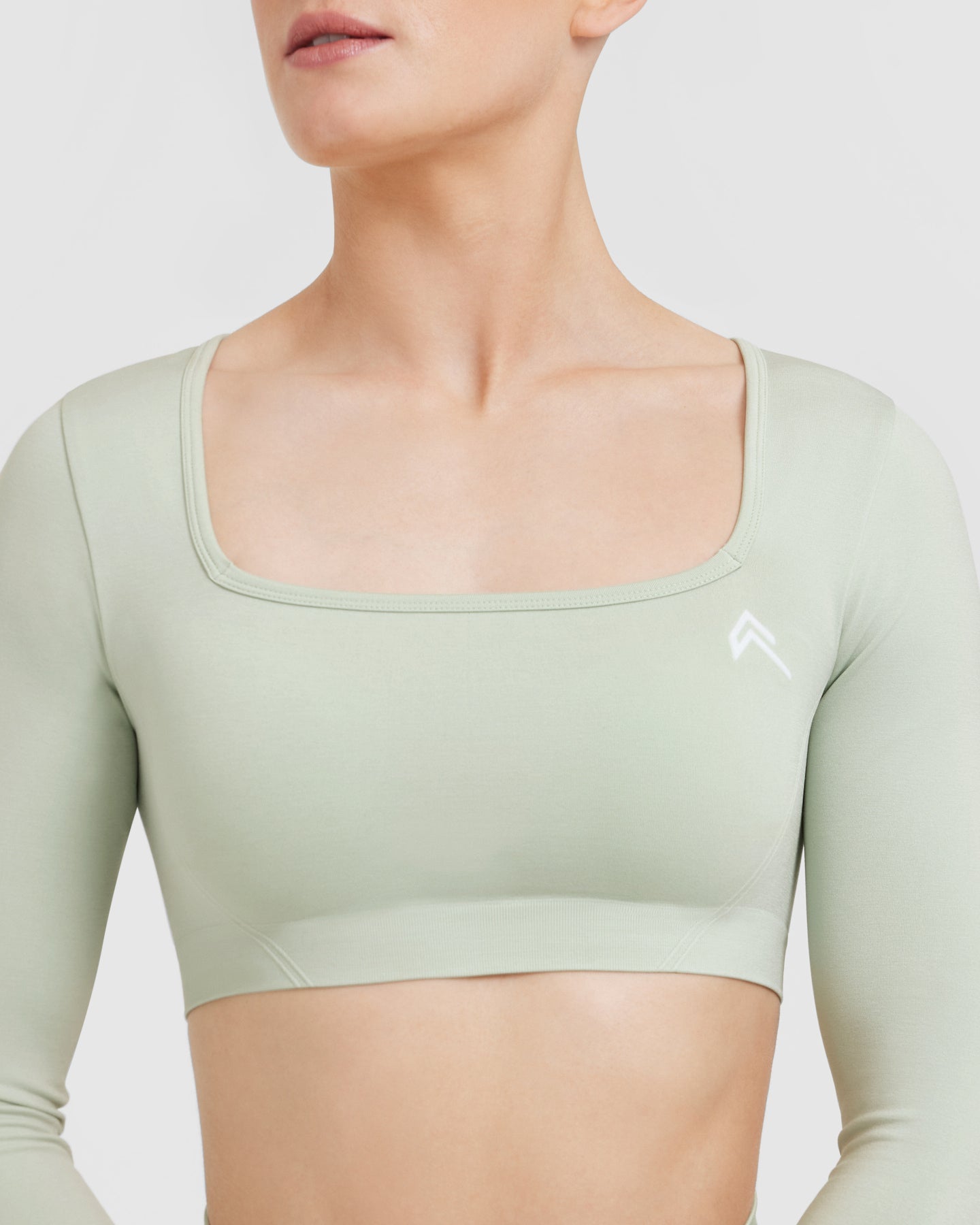 Square-Neck Integrated Bra Long Sleeve Crop Top For Women – Zioccie