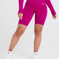 EffortlessLift™ Seamless Cycling Shorts with White Logo | Fuchsia