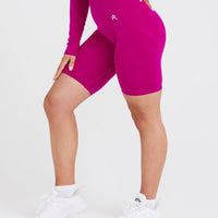 EffortlessLift™ Seamless Cycling Shorts with White Logo | Fuchsia