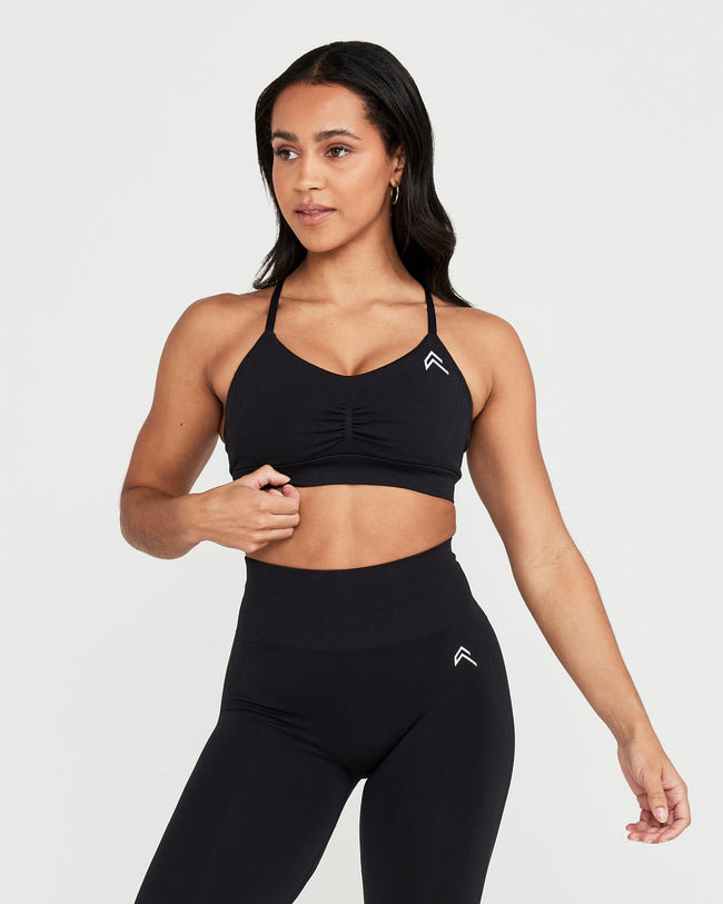 EffortlessLift™ Micro Bralette with White Logo | Black