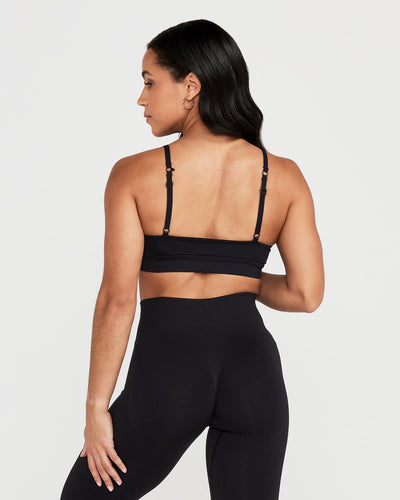 EffortlessLift™ Micro Bralette with White Logo | Black